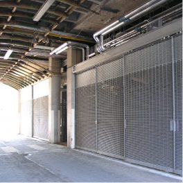 louvre panels and doors screening mechanical plant and waste disposal areas