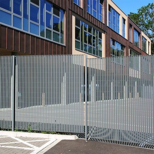 Italia 80V steel louvred screening fence Priory School 1