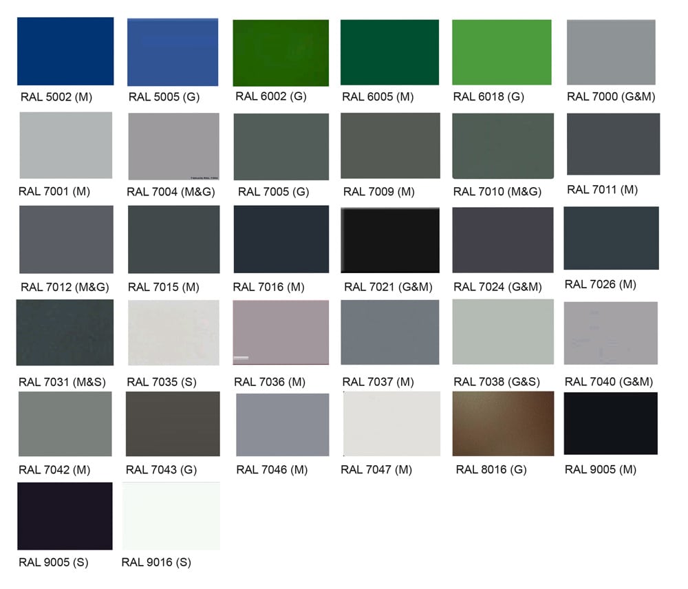 Ral Color Standard Chart
