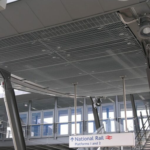 Stretto 22 bespoke 66x22 ceiling panels Abbey Wood Station 12