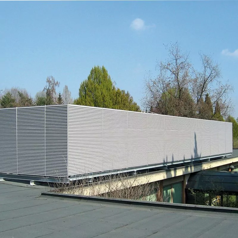 Italia 100 steel louvre roof plant housing screen 4