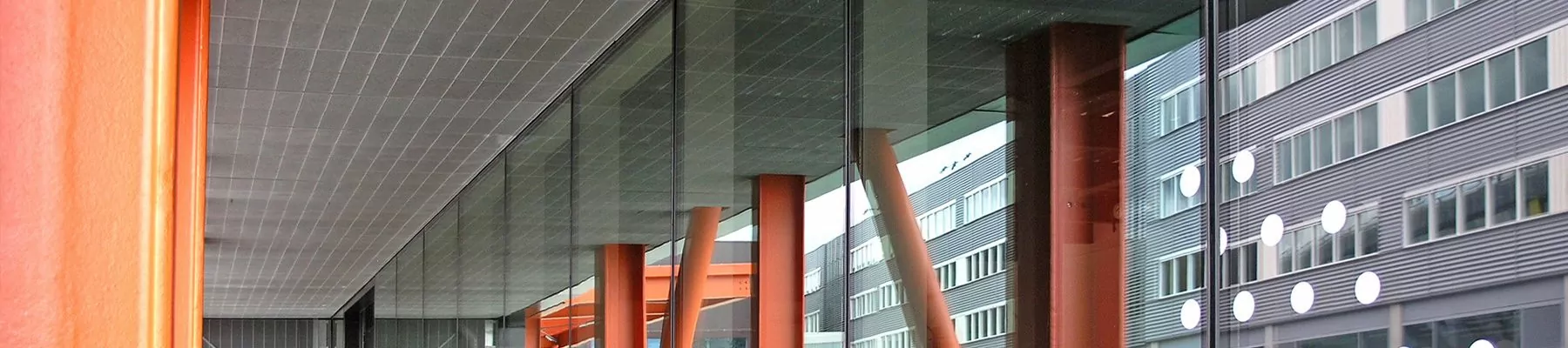 Ceiling panels Stretto 11 grating external soffit and fascia cladding Here East banner4 Ceiling panels Stretto 11 grating external soffit and fascia cladding Here East banner4