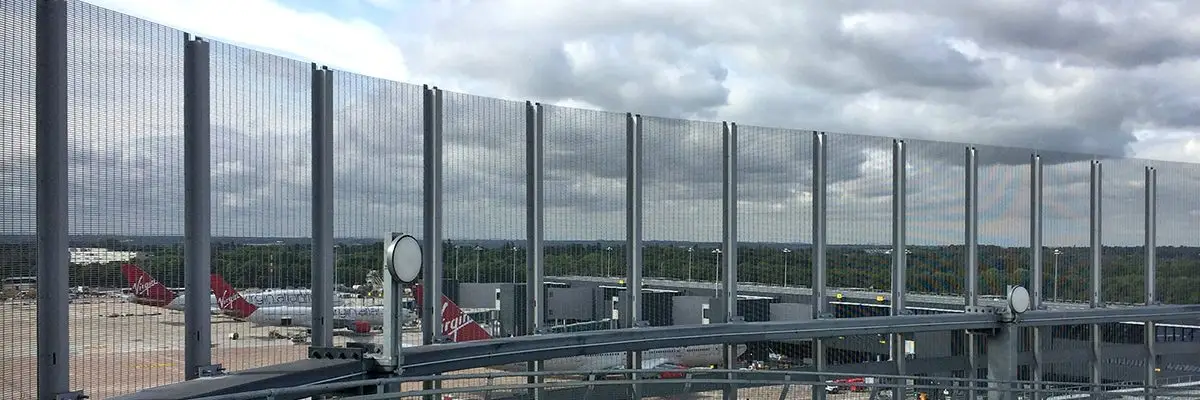 Stereo 3 steel grating scurity screen Mancester Airport news Stereo 3 steel grating scurity screen Mancester Airport news