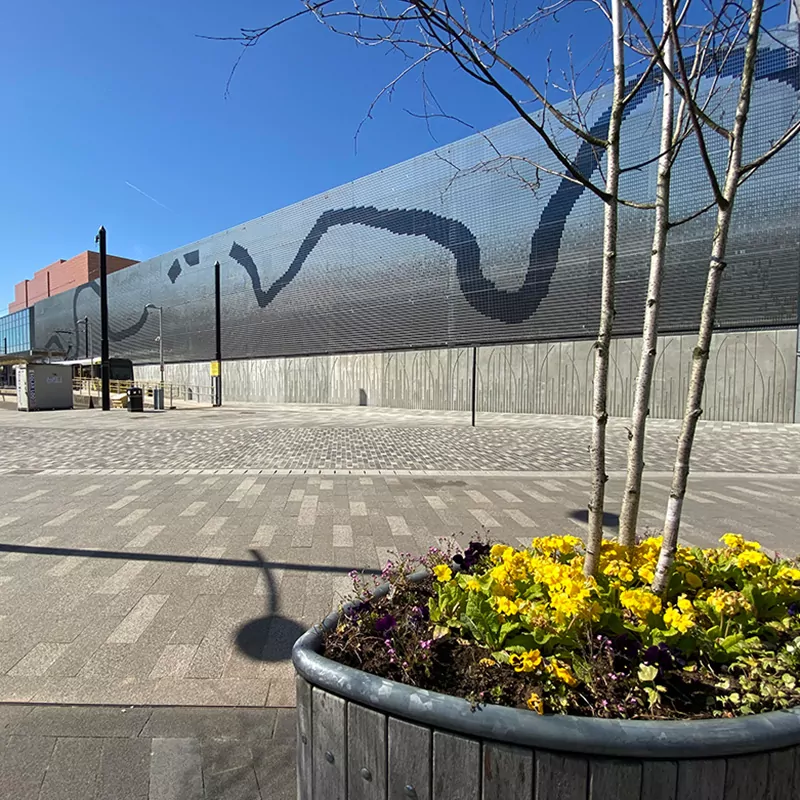 STEREO-KINETIC<sup>®</sup> Wall 20 IMG 5663 StereoKinetic wall cladding Rochdale Riverside regeneration 2