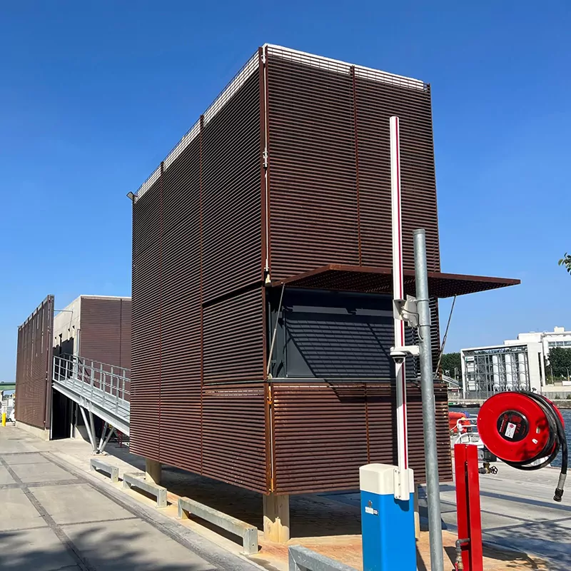 Corten Steel louvre screening for Cemex at Paris depot